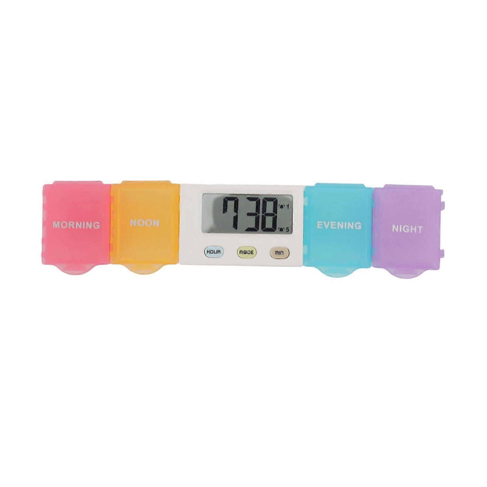 Electronic Medicine Box Detachable Washable Large Capacity Portable Tablet Case with Timer Reminder for Travel 4 Grids
