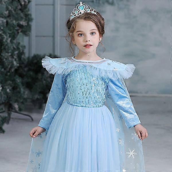 Tyttömäinen prinsessamekko jää- ja lumiprinsessamekko juhlaprinsessamekko 3-10 vuotta vanha
