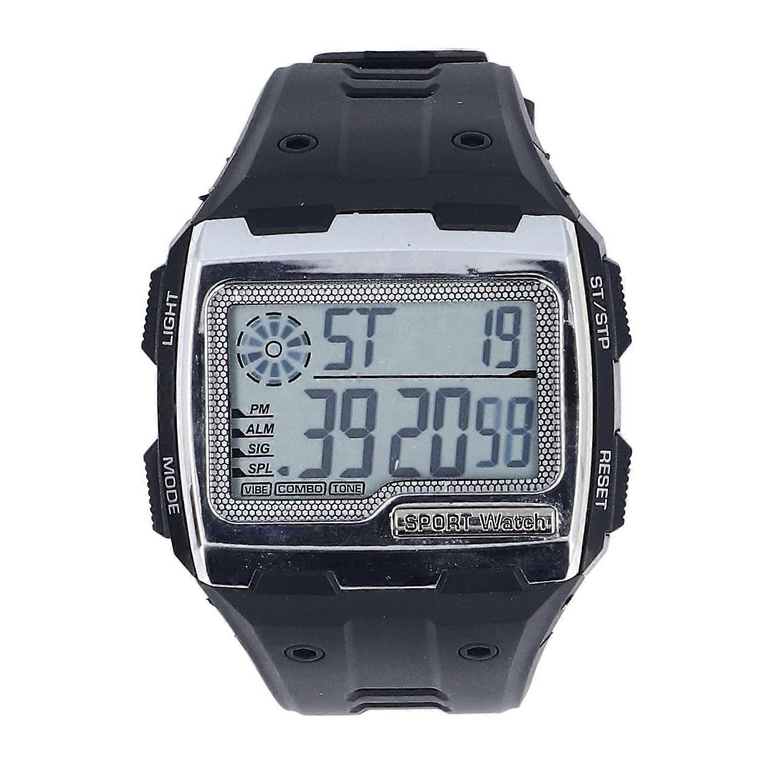 Digital Sport Watch Large Display LED Alarm Clock Shockproof 12/24 Hour System 50 Meter Waterproof M