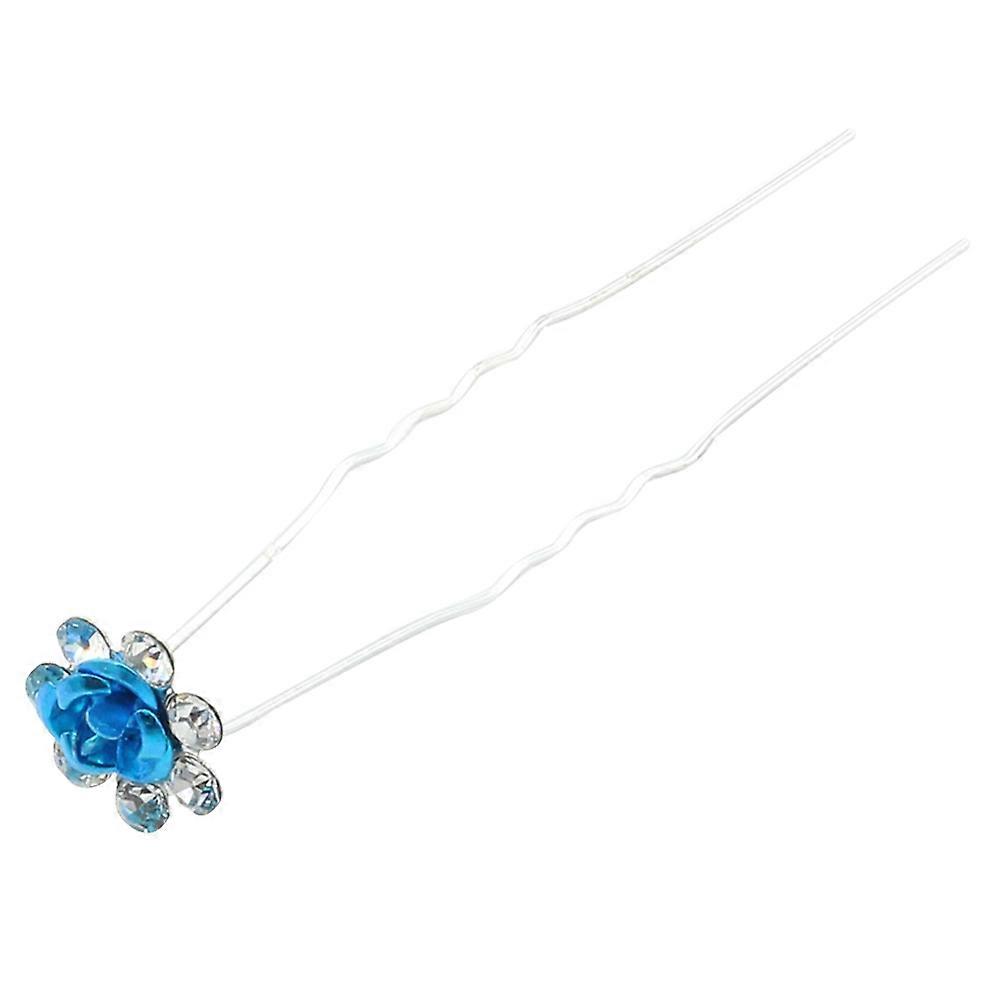 Fashion Women Girls Summer Flower Shape Alloy Hair Clip Hairpin Decoration(Light Blue)