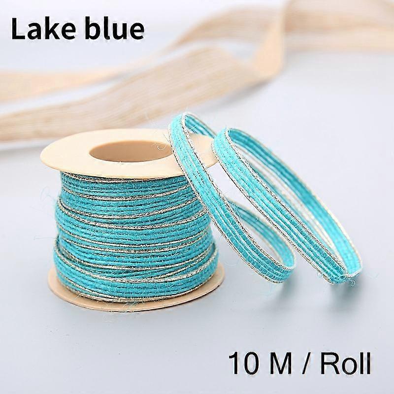 10M/Roll Vintage Jute Burlap Hessian Ribbon With Lace Rustic Wedding Party Decoration Christmas DIY Craft Gift Packing Webbing