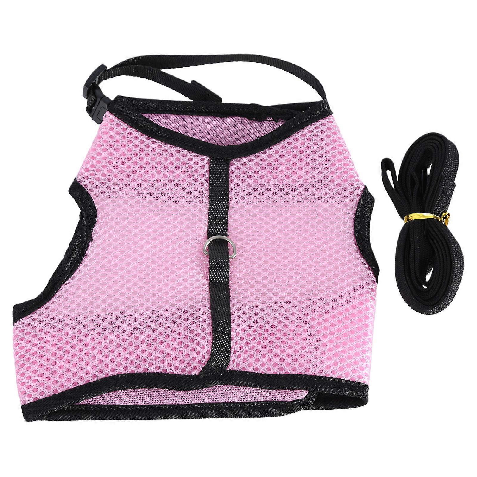 Soft Small Animal Harness and Leash for Rabbit Guinea-Pig Net Vest Guinea-Pig Lead Harness Pink Gray Color pink L