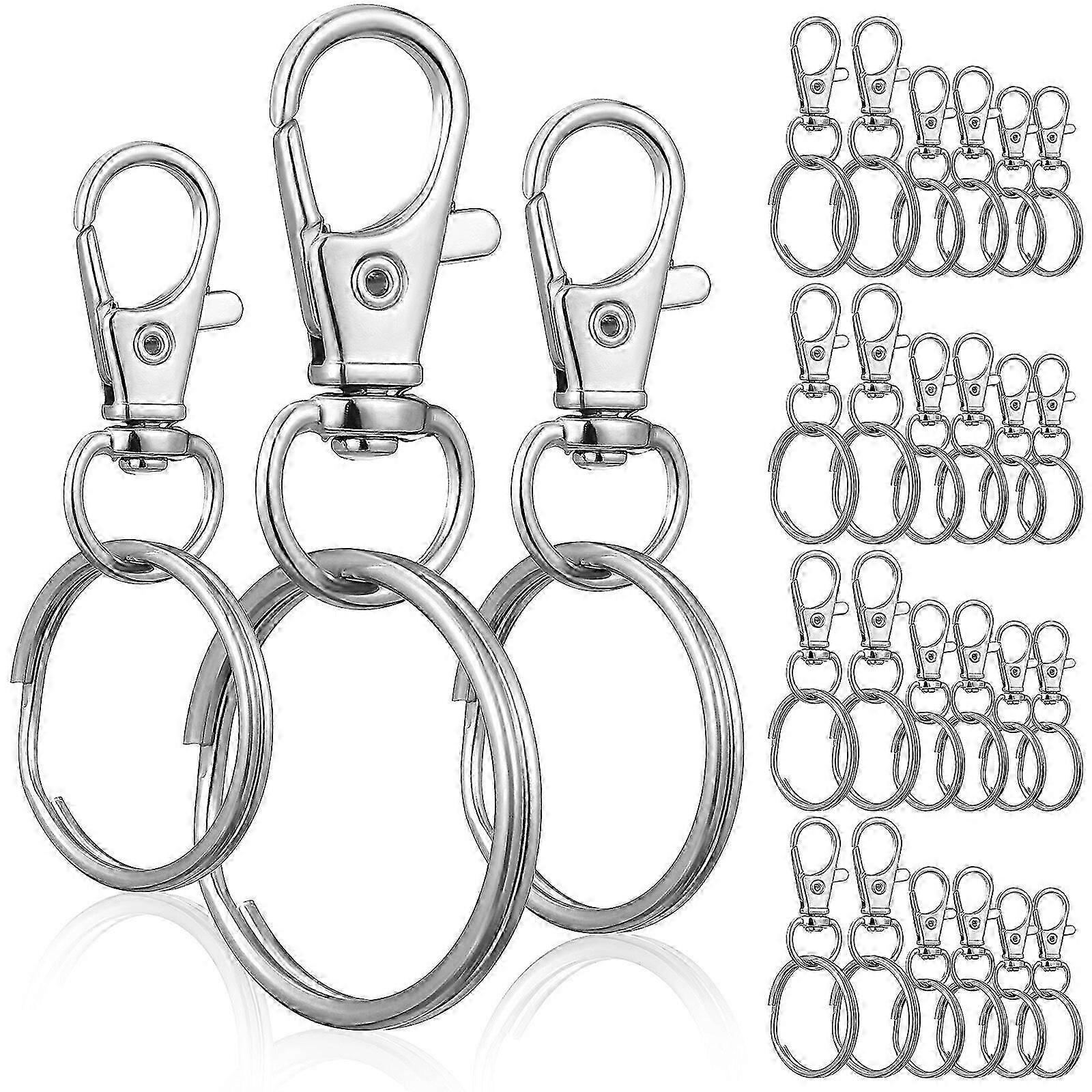 30 Pcs Swivel Snap Hooks with Key Rings Small Keyring Rings Hoops with Lobster Claw Buckle Keys Attachments for Keys Organization and Craft Making