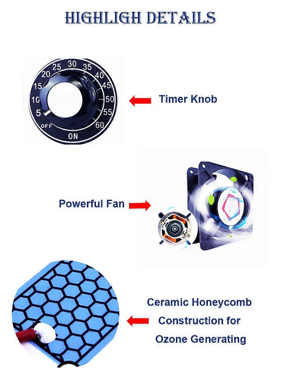 Portable Ozone Generator With Knob Control For Home, Office, Shop - Oxygen Disinfection Machine, Reversible Handle