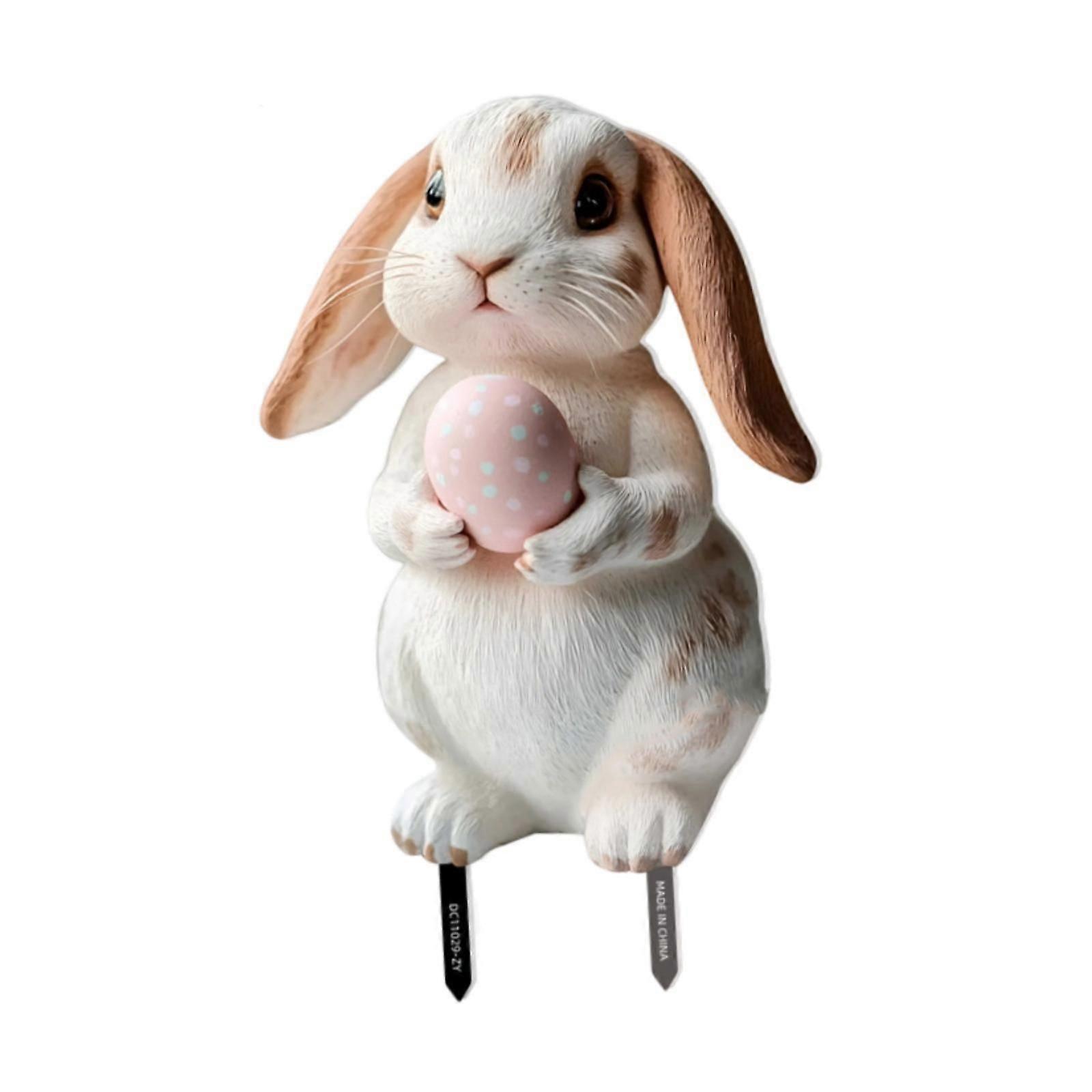 2D Easter Bunny Decorative Garden Stake Plant Pot Decor for Backyard Outside