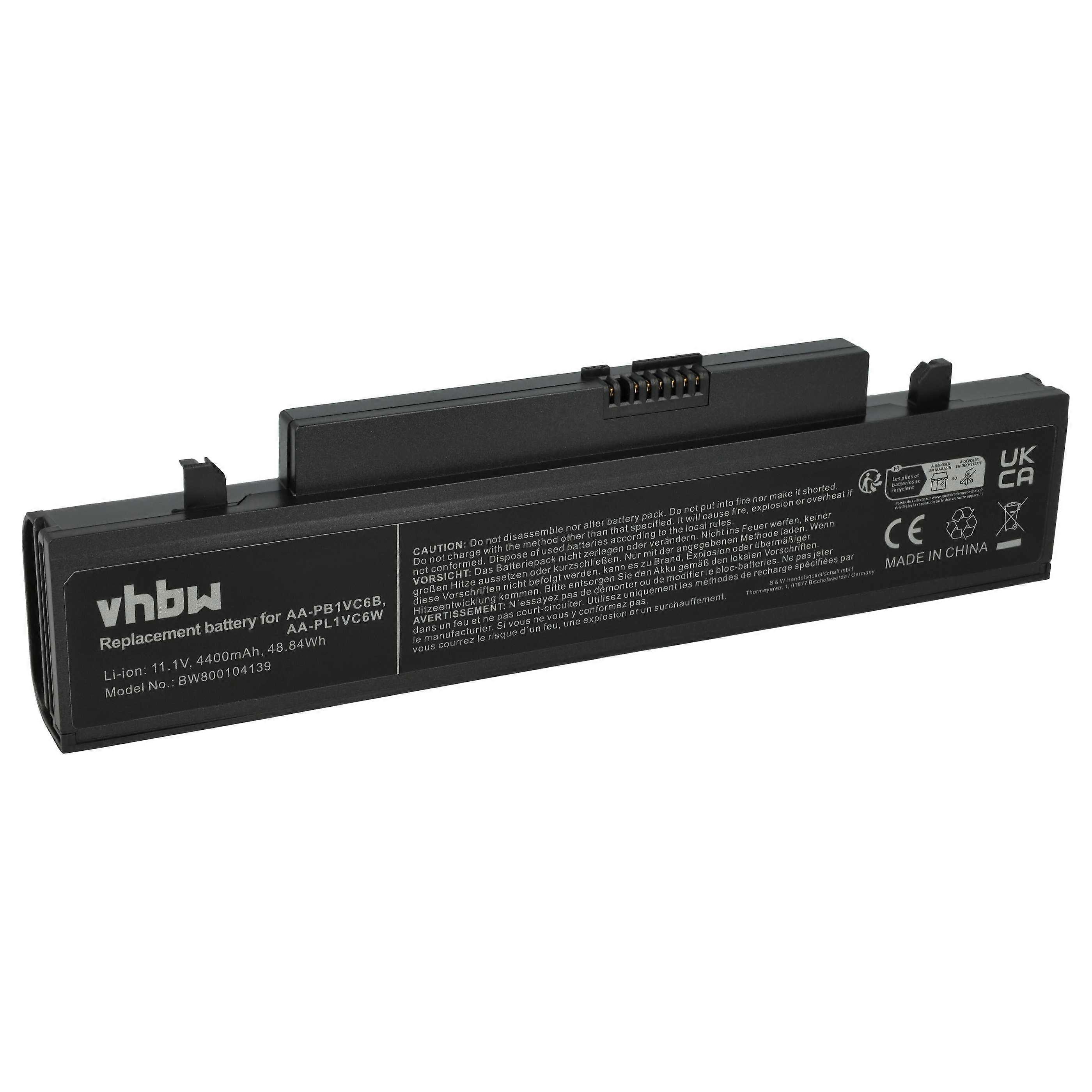 Batterie vhbw compatible avec les ordinateurs portables Samsung NP-X418, NP-X420, NP-NB30 Pro, NP-Q330, NP-X318, NP-NB30P, NP-Q328, NP-X320 (4400 mAh, 11,1 V, Li-Ion)
