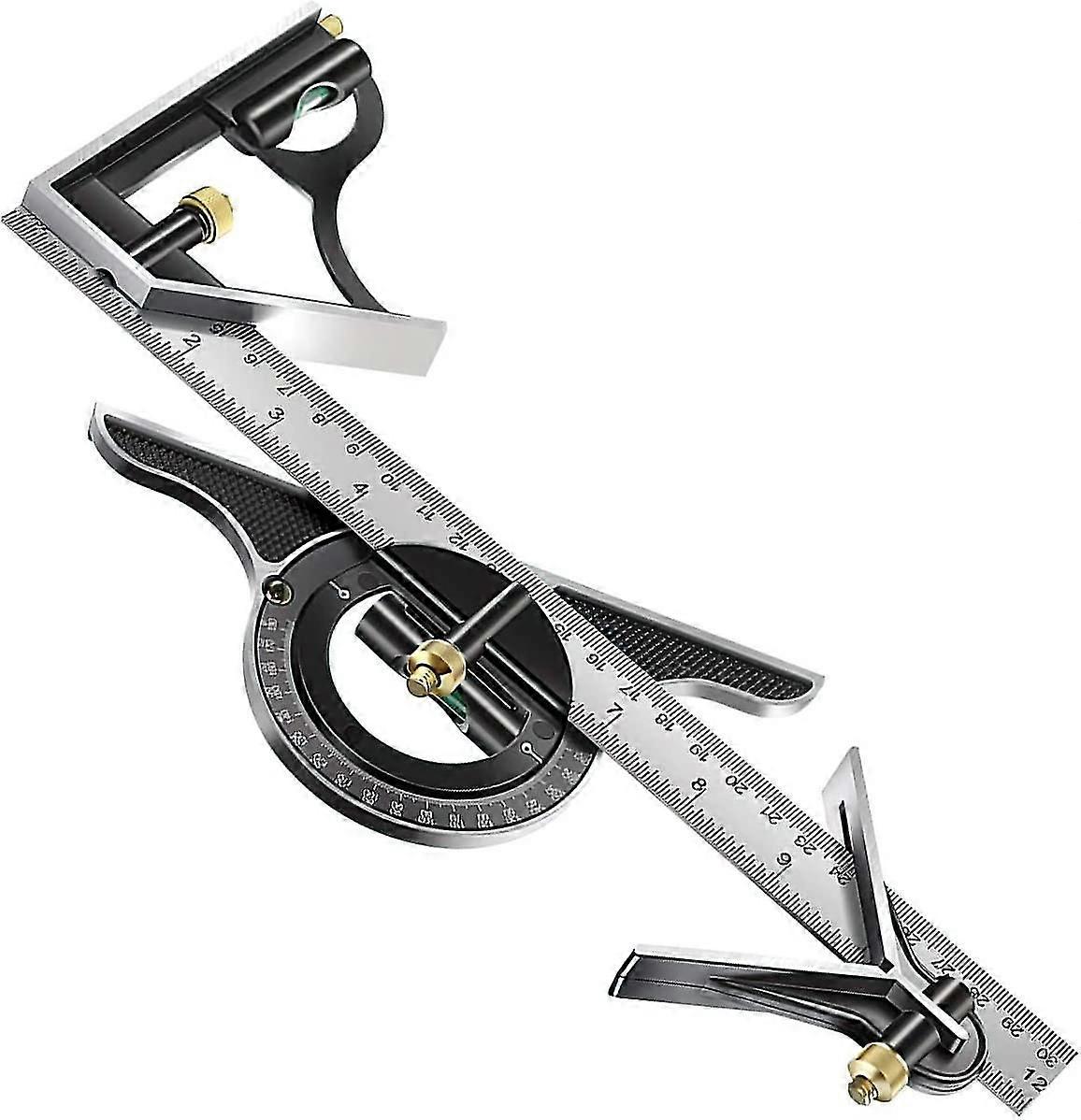 300mm Combination Square Ruler Carpenter Multifunctional Metal Square Adjustable Angle Carpenter Tool