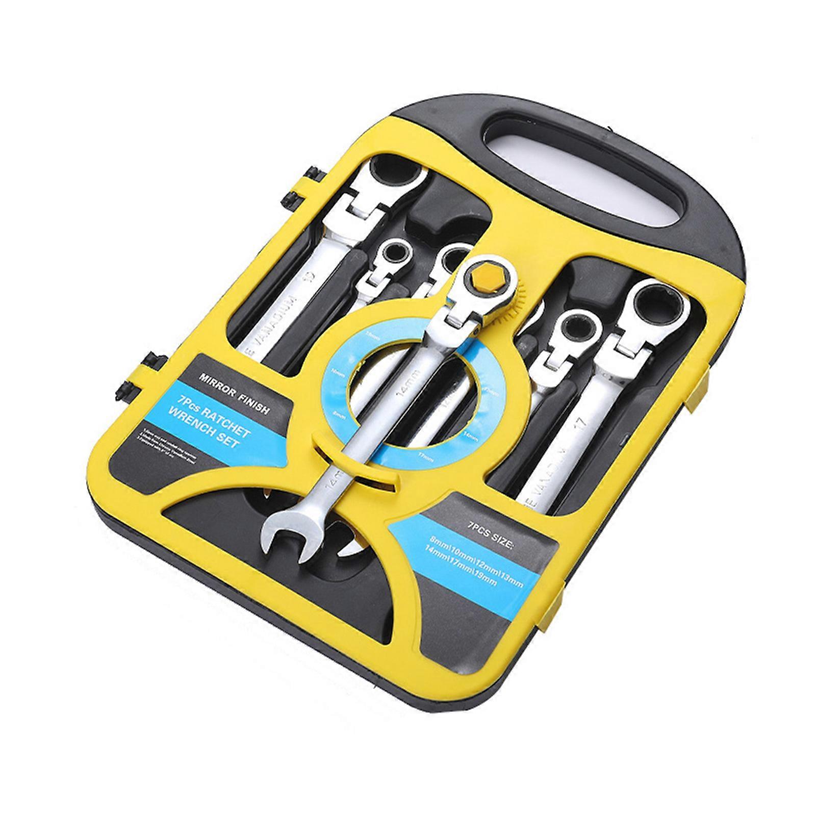 7 Pieces Flexible Wrench Combination Ratchet Wrench Set Dual-use Ratchet Wrenches Tools Multicolor