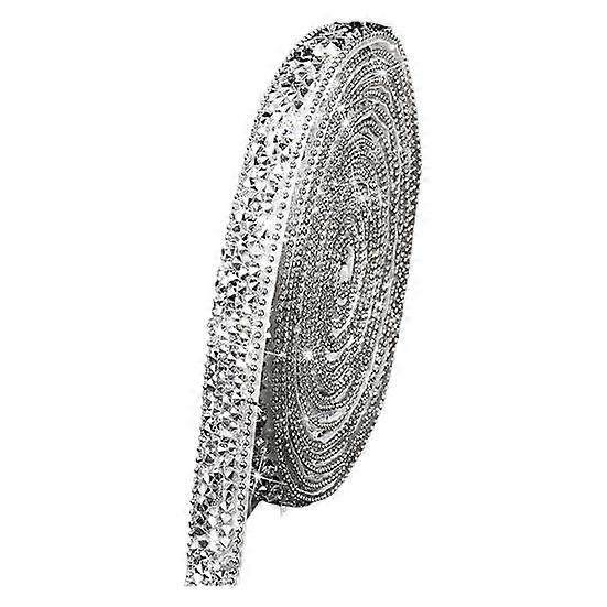 2 Rolls Rhinestone Ribbon 1cm Wide 1 Yard Length Crafts DIY Material Self-Adhesive Decoration Rhinestone Strip for Clothing Shoes Cake
