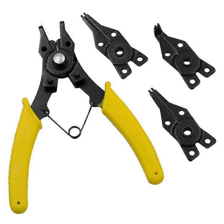 Four-in-one Red Snap Ring Pliers, Four-head Gear Ring Pliers, Circlip Pliers, Shaft Spring Disassembly and Assembly, Internal and External Use