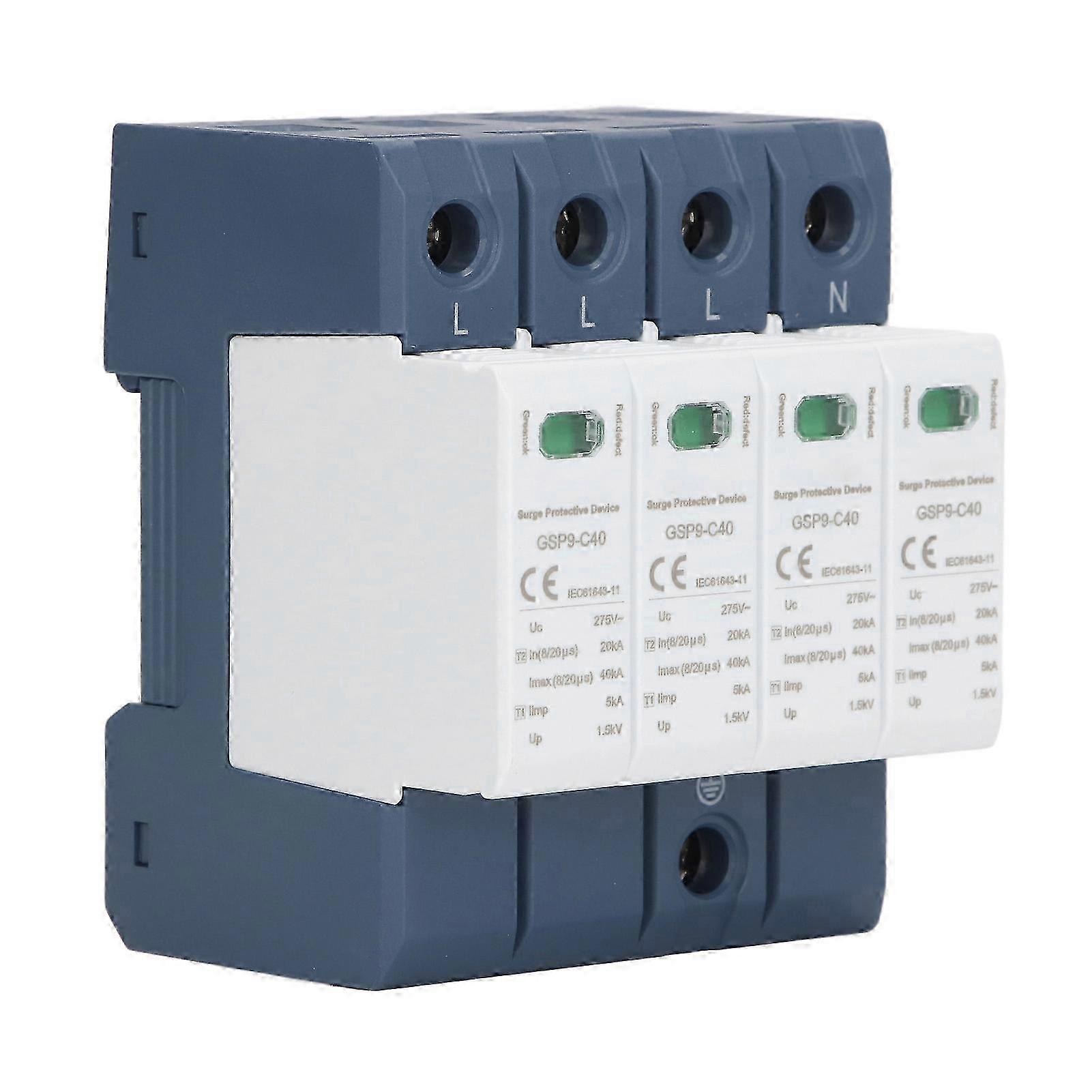Surge Protective Device 40KA 4P SPD Protector Industrial DIN Rail Installation AC 275V