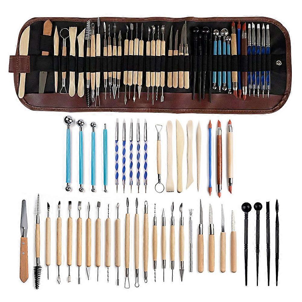 Pottery Clay Sculpting Tools 43Pcs Ceramic Clay Carving Tool Set with Bag for School Student Pottery Modeling Smoothing