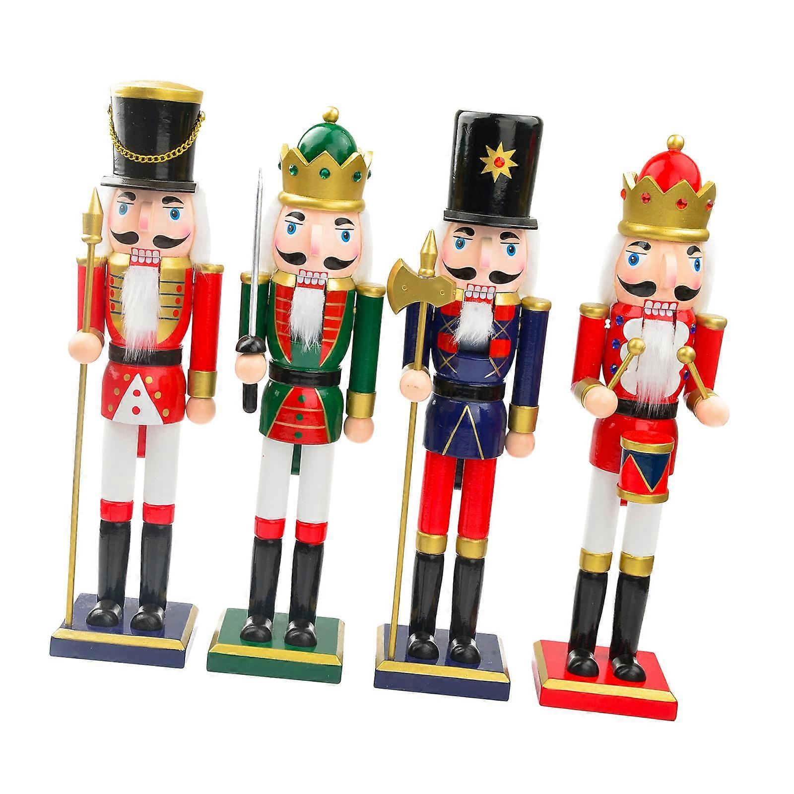4 Pieces Nutcracker Ornaments Nutcracker Figurines Handpainted Photo Props