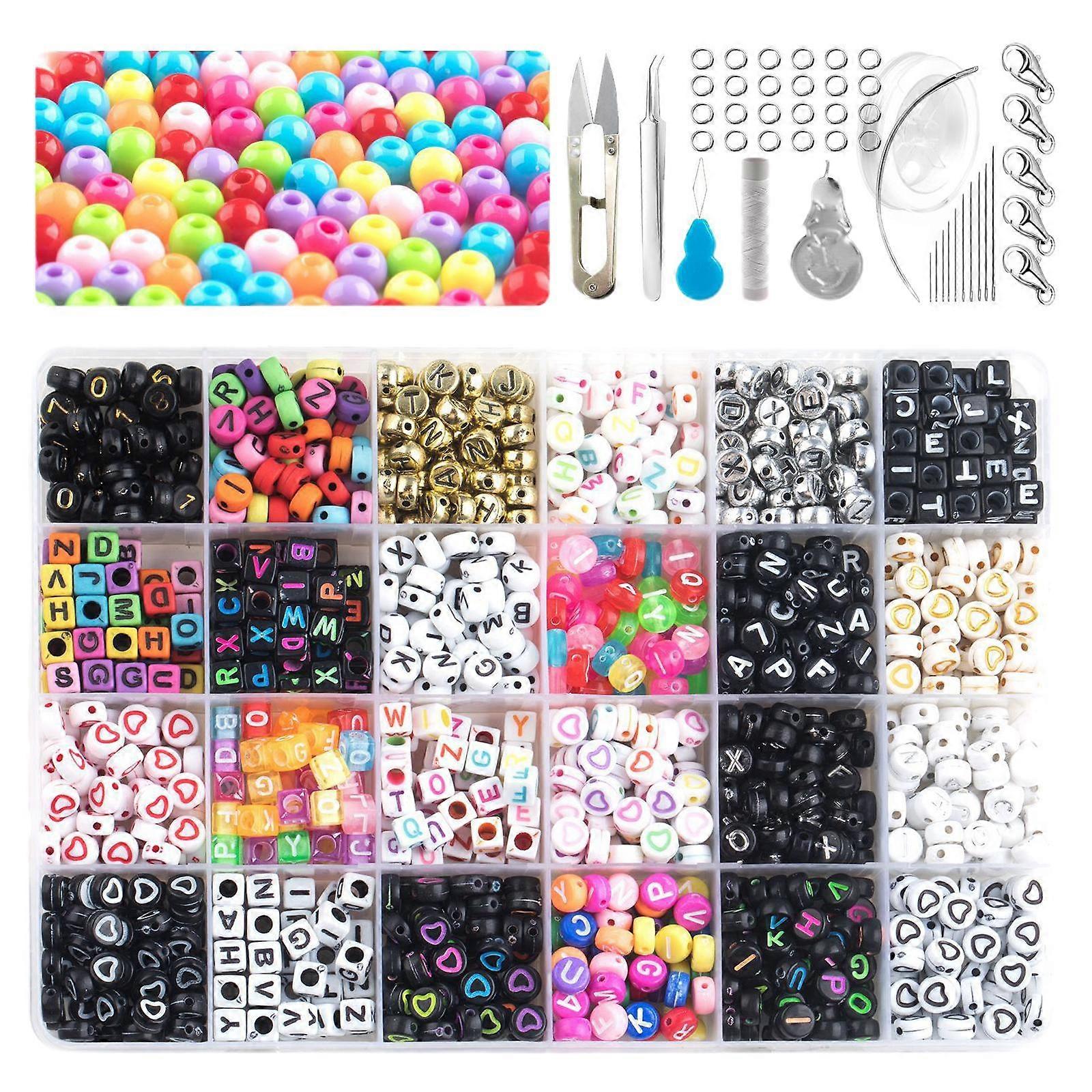Alphabet Letter Beads 24 Grid Squared Assorted Color Multicolor Child Puzzle
