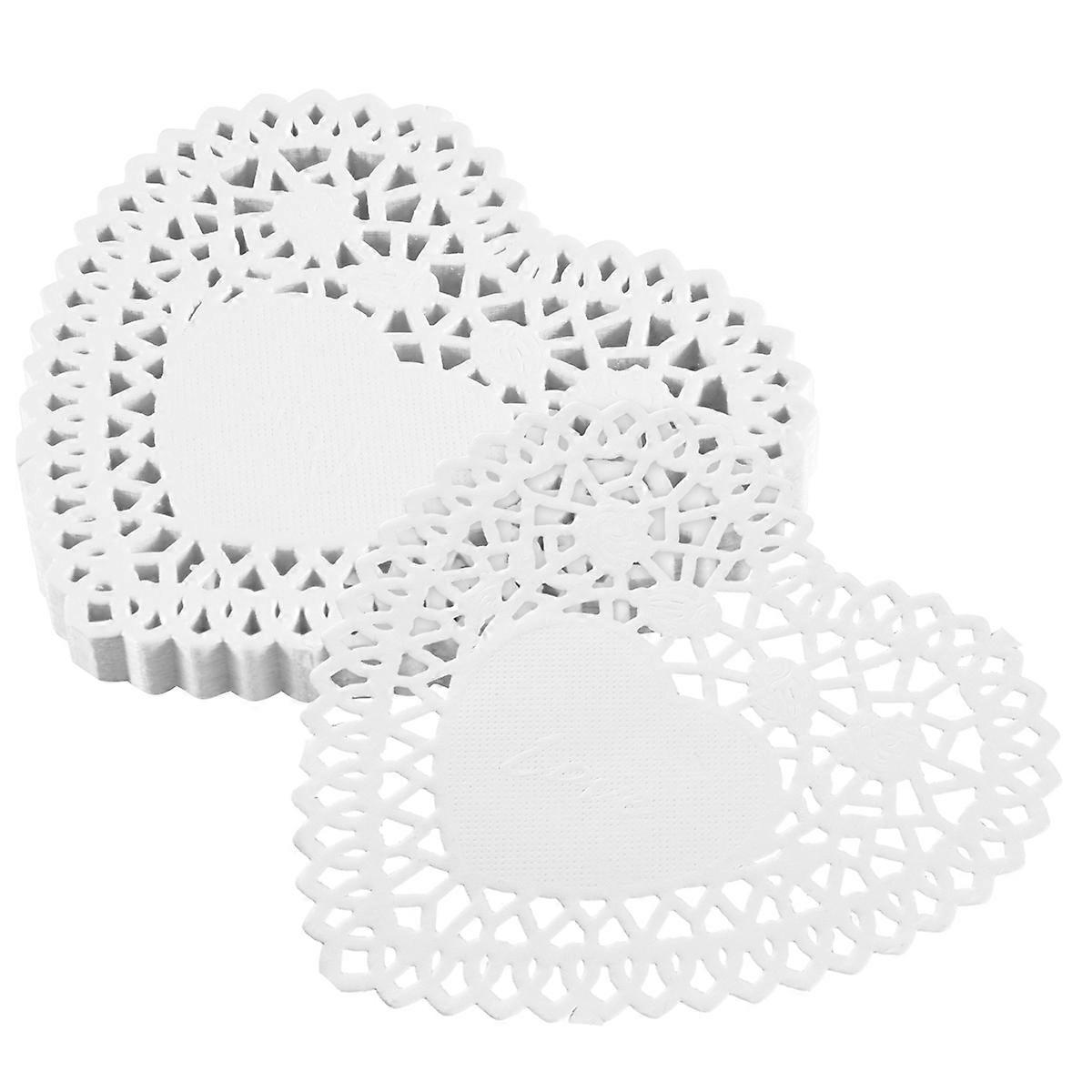 100x 4 ίντσα άσπρη δαντέλα Doilies Doily εγγράφου καρδιάς αγάπης για Cardmaking Scrapbooking