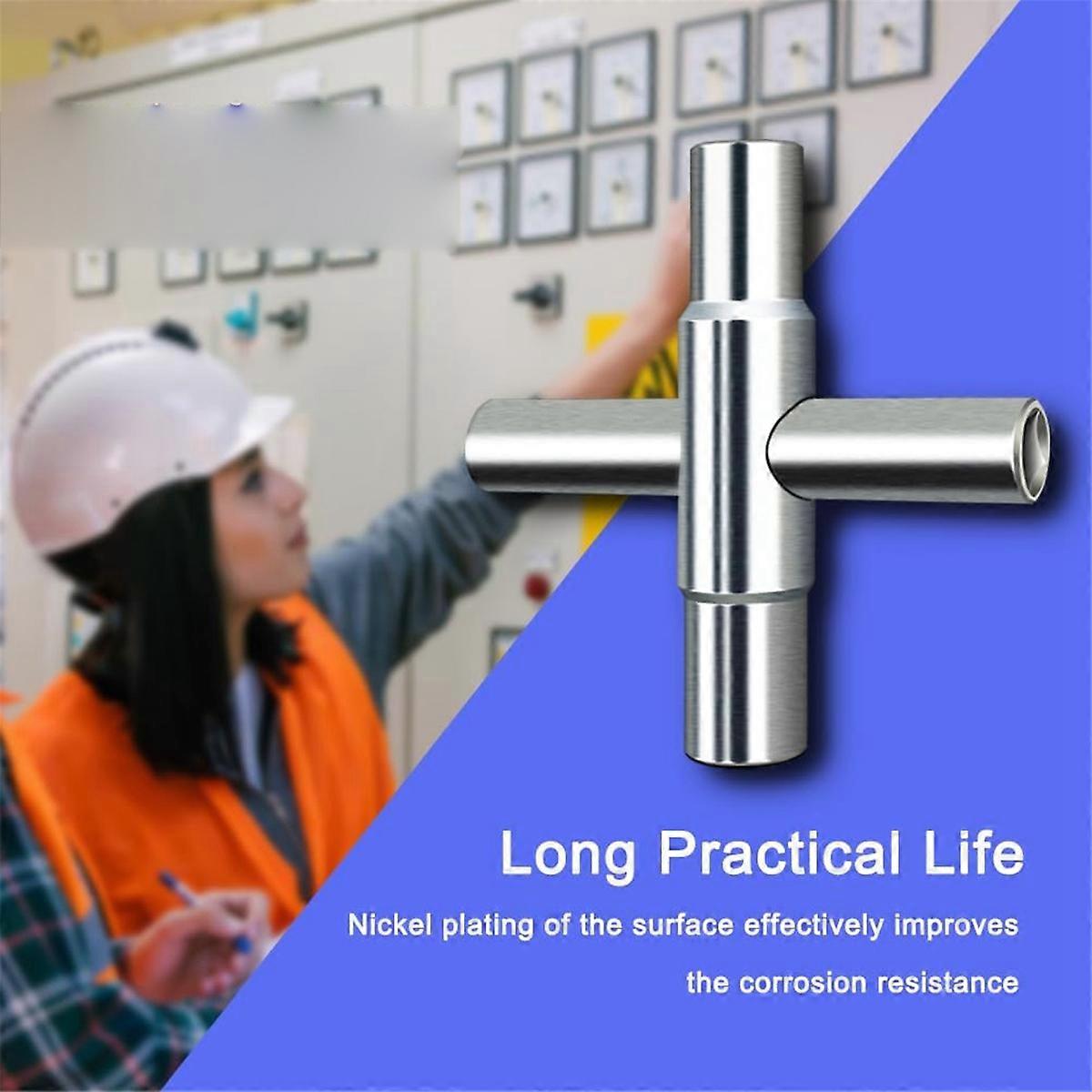 2 Pieces 4 Way Key Wrench, Multifunctional Water Utility Key