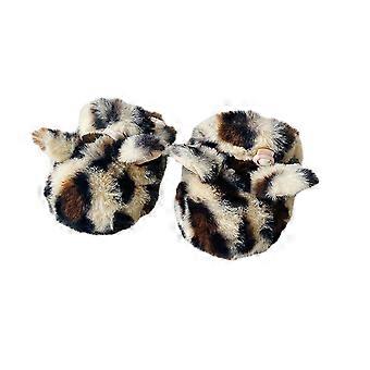 Chaussures de sol pour bébé chaudes et épaissies Chaussures de sol pour bébé douces avec doublure en polaire ajoutée Élégant et fiable pour l’automne et l’hiver beige imprimé léopard