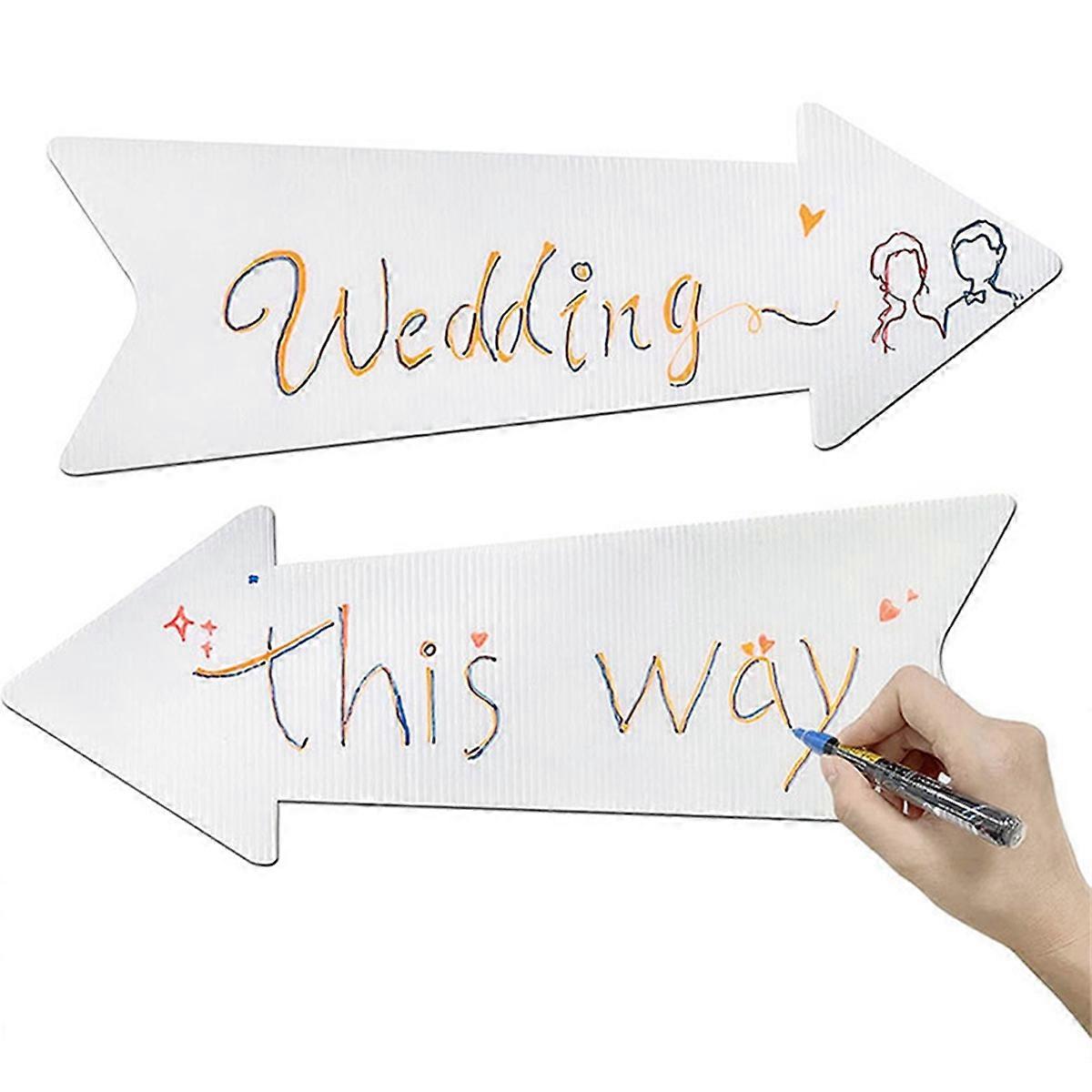 Directional Arrows Signs with Stakes, 4 Pack Blank Yard Signs Plastic Parking Signs with Arrows Outd
