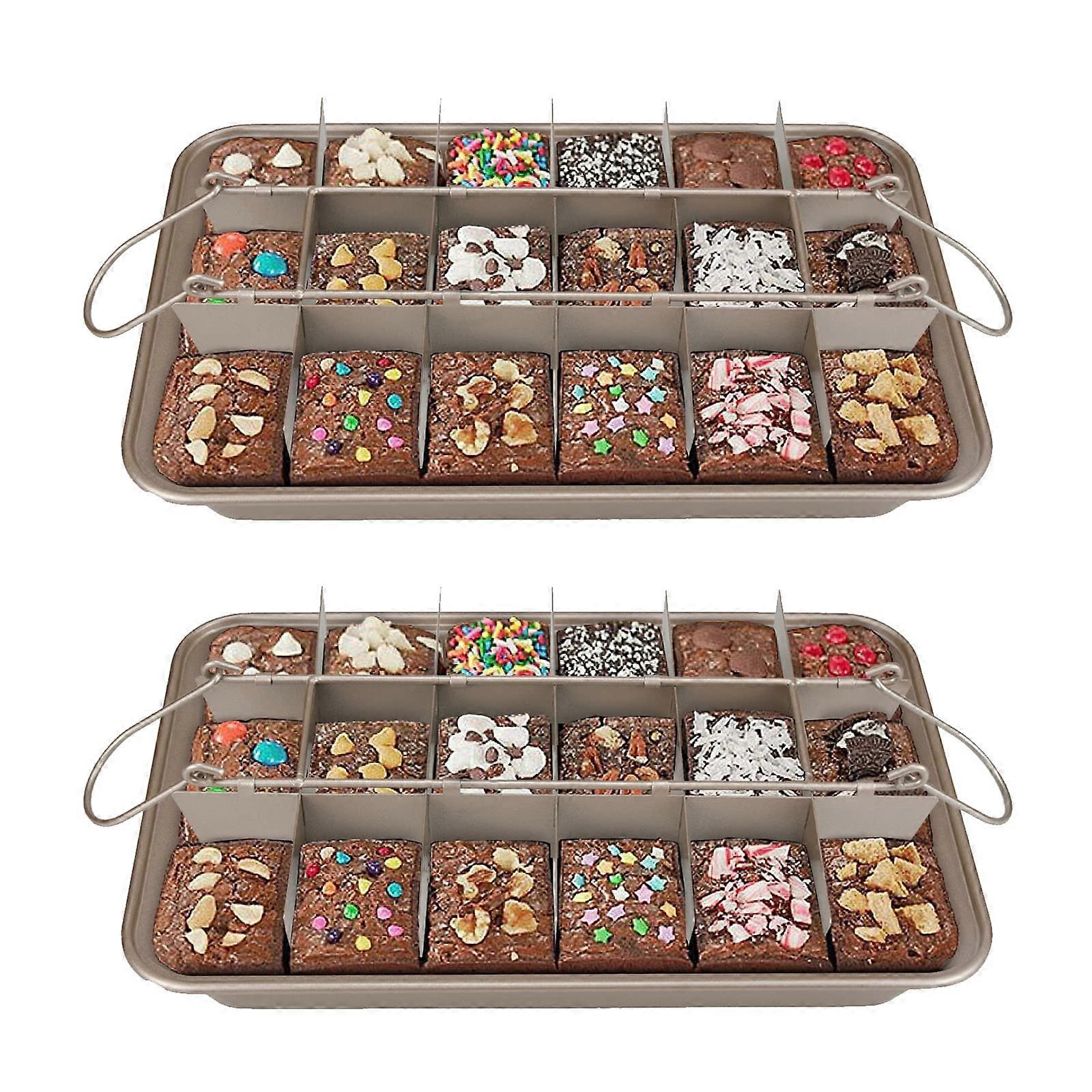 2 Pack Non Stick Brownie Pan Baking Tray Pre-slice Brownie Baking Tray 18