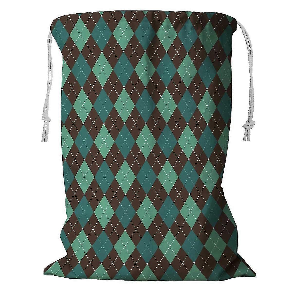 Argyle Abstract Pattern Storage Basket Laundry Bag With Drawstring 45x60 Cm