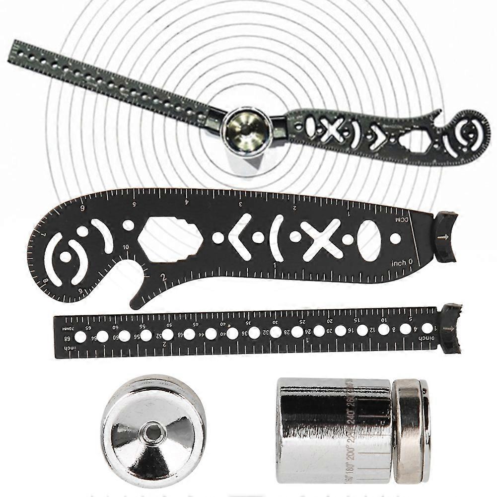 Black Iron Multifunction Drawing Ruler Tool 17mm Magnetic Compass