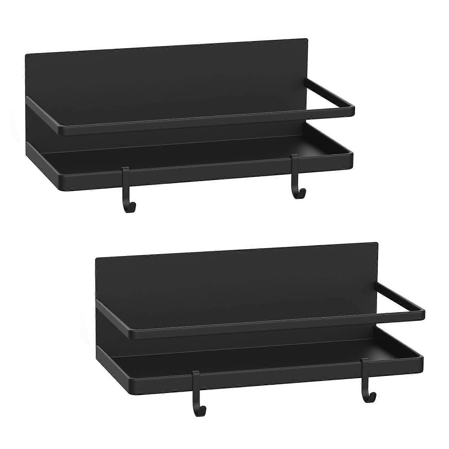 Magnetic spice shelf, 2 removable hooks strong magnetic shelf, for small kitchen/apartment