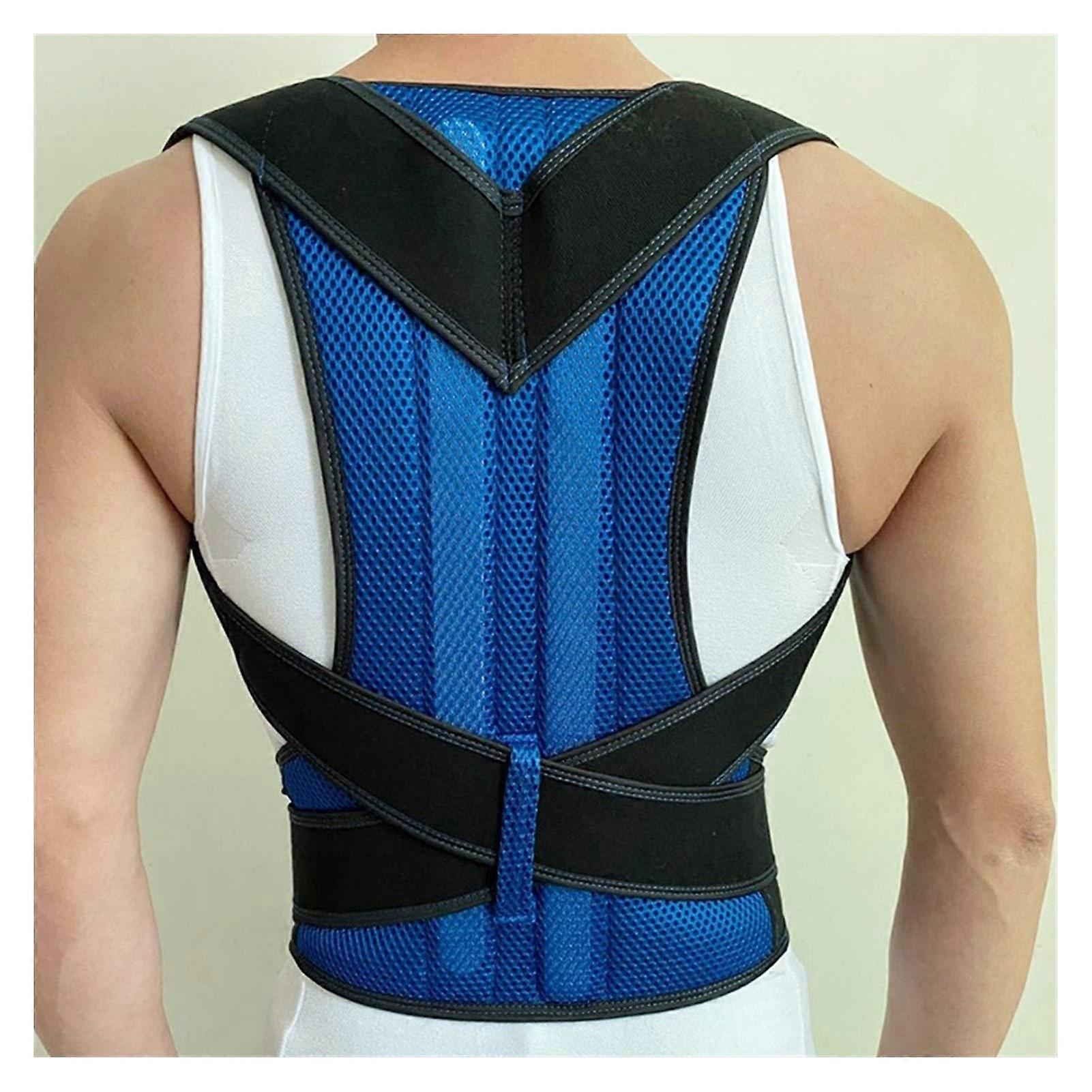XS-4XL Adjustable Back Posture Corrector, Humpback Support Brace, Shoulder Belt Stance Correction For Adults Blue
