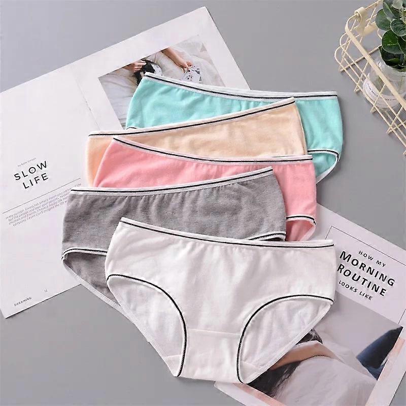 5-pack Cotton Briefs Teens Solid Color Panties Lingerie Underwear
