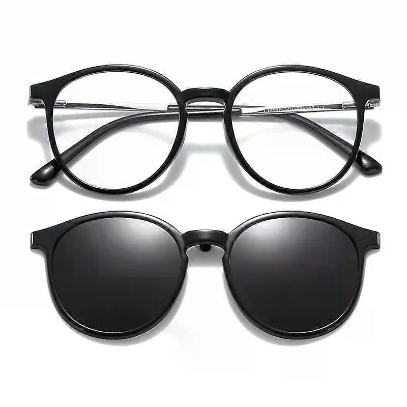 KANDREA Fashion Sunglasses Round Glasses Frame Women TR90 Polarized Magnetic Suction Set Mirror Clip-on Myopic Eyeglasses TJ2186