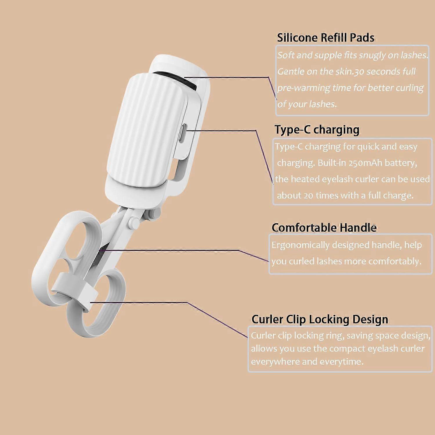 Heated Eyelash Curler, Type C Rechargeable
