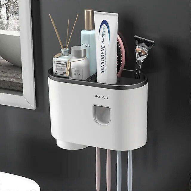 Toothbrush Holder Automatic Toothpaste Dispenser Wall Mount Toothpaste Squeezer Storage Rack Organizer Bathroom Accessories