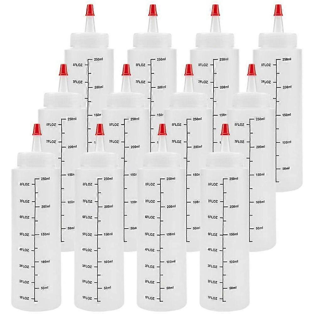 12-Pack 8 Oz Condiment Squeeze Bottles with Red Tip Cap - Durable Plastic Squirt Bottle for Ketchup, Sauces, Syrup