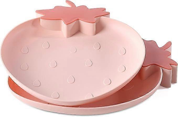 Kawaii Erdbeer-Kunststoffschalen Snack-Teller Kchenschsseln, 2er-Pack Kunststoffplatten Serviertabletts Dekorative Serviertabletts fr Sigkeiten, Frchte,