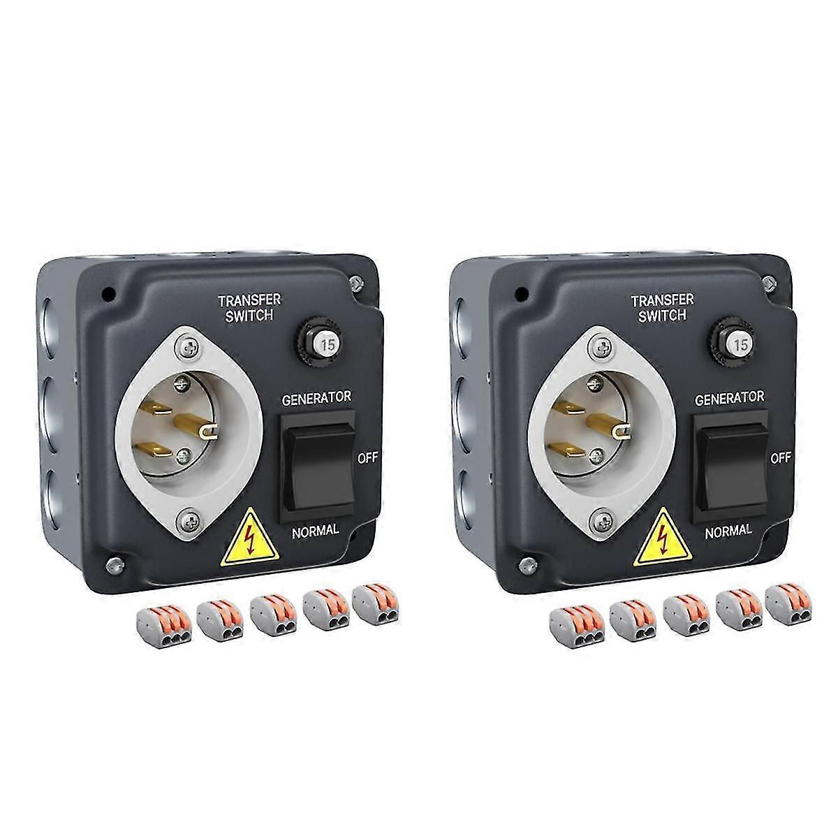 Generator Transfer Switch Weatherproof Transfer Switch Pre-Wired with Circuit Breaker for RV, 15A 1