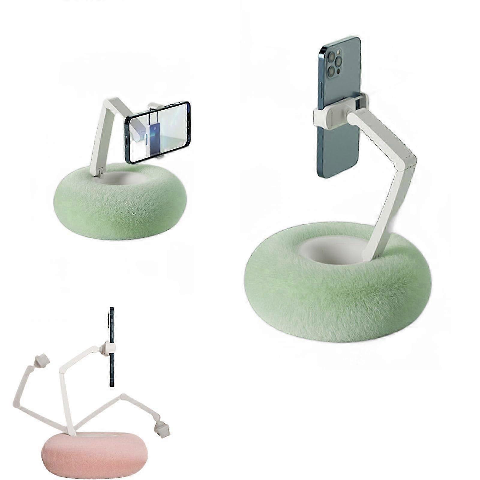 Fuzzy Bowl with Holder, Fuzzy Bowl Holder, Tablet Pillow Stand, Adjustable Phone Holder for Bed, Cute Plush Holder Pillow for Phone with Detachable B