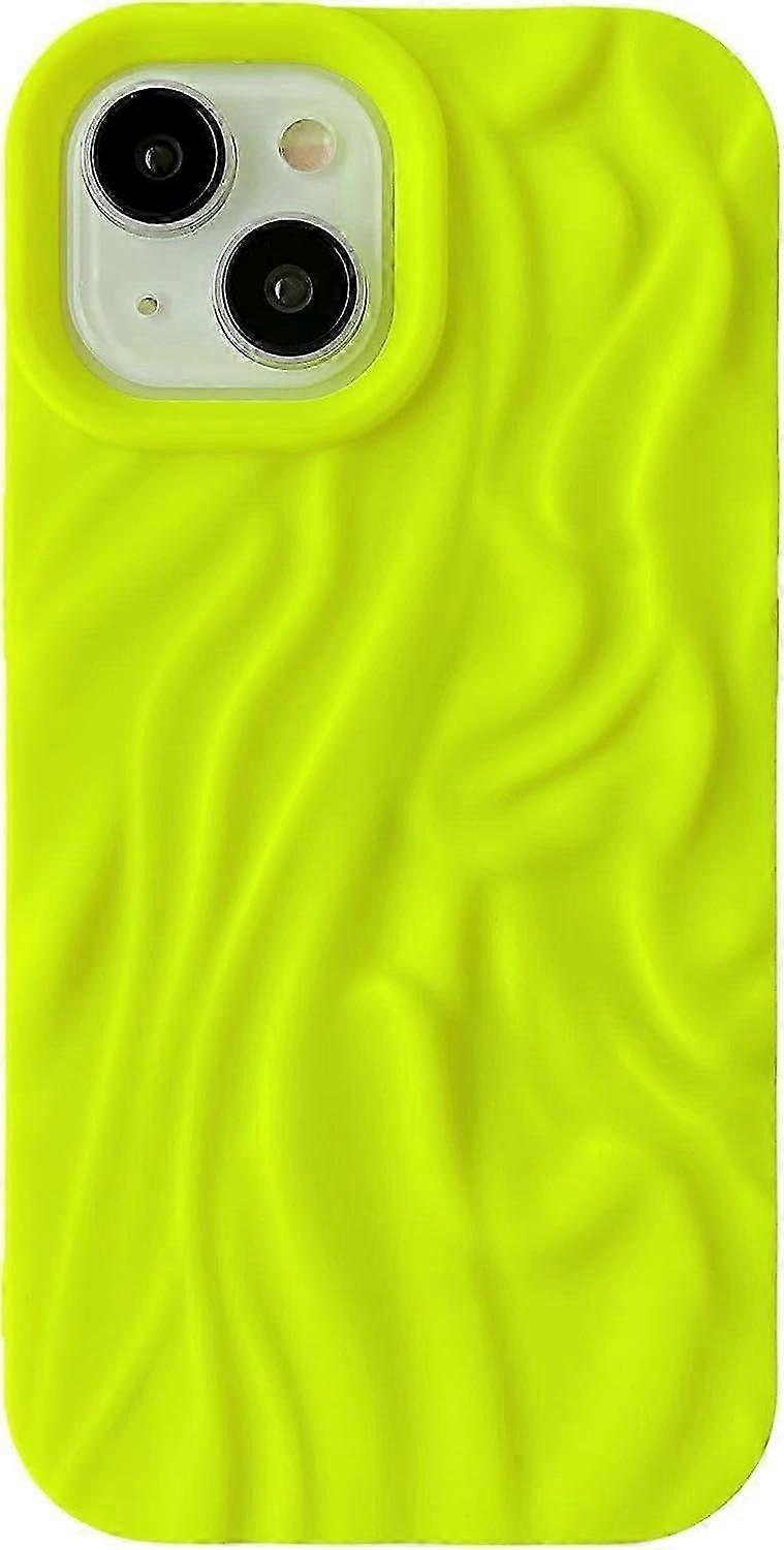 Pleated Water Ripple Chrome Wave Pattern Soft Compatible with iPhone Case (M Yellow,iPhone 15)