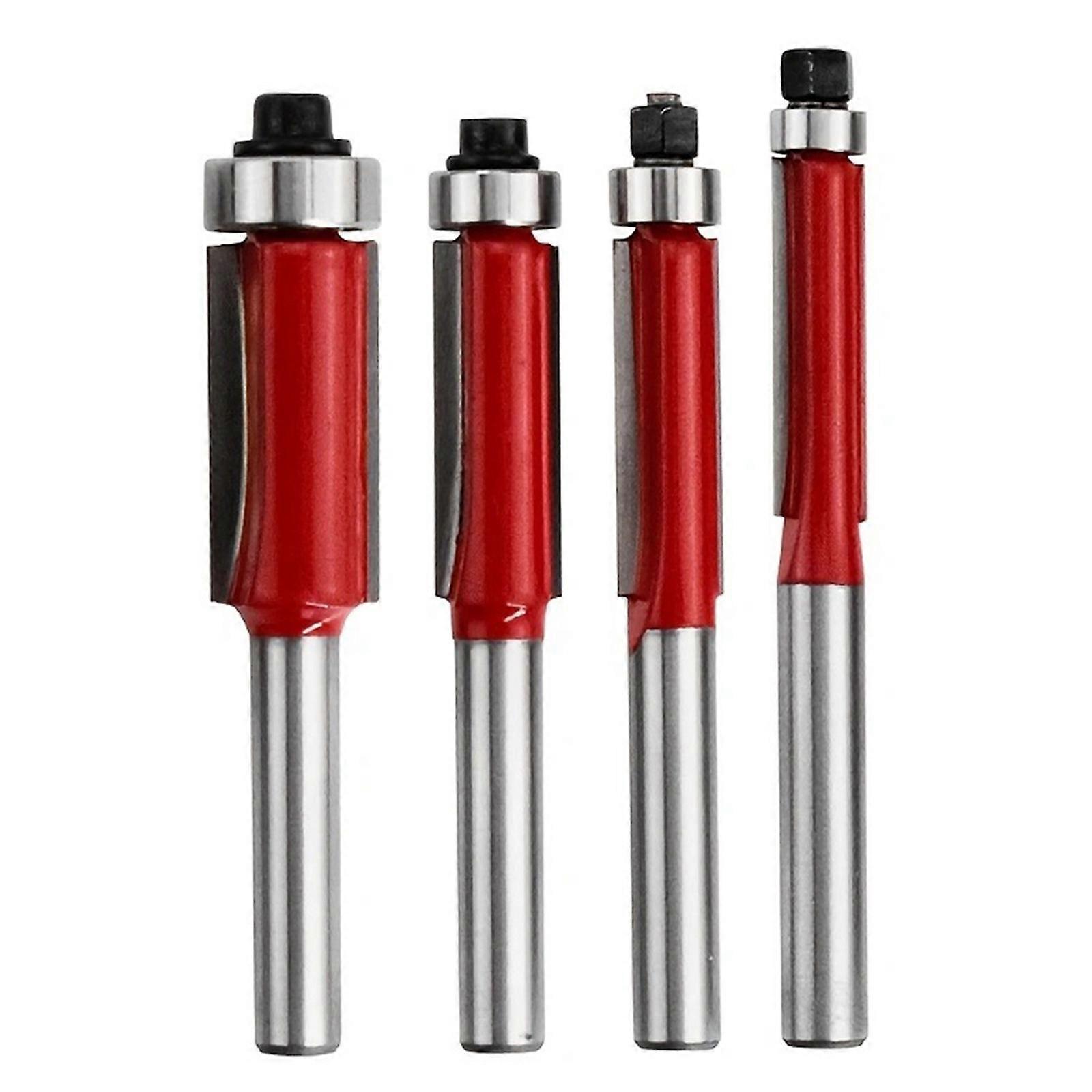 4pcs Durable Router Bit Carbide Steel Edge Trimmer Set with Anti Rust Coating for Home and Professional Carpentry Tasks Multicolor