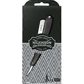 Wilkinson Schwert - Cut Throat + Double Edge Klingen ( 5 Stück ) - Rasiermesser + Ersatzrasierklingen 