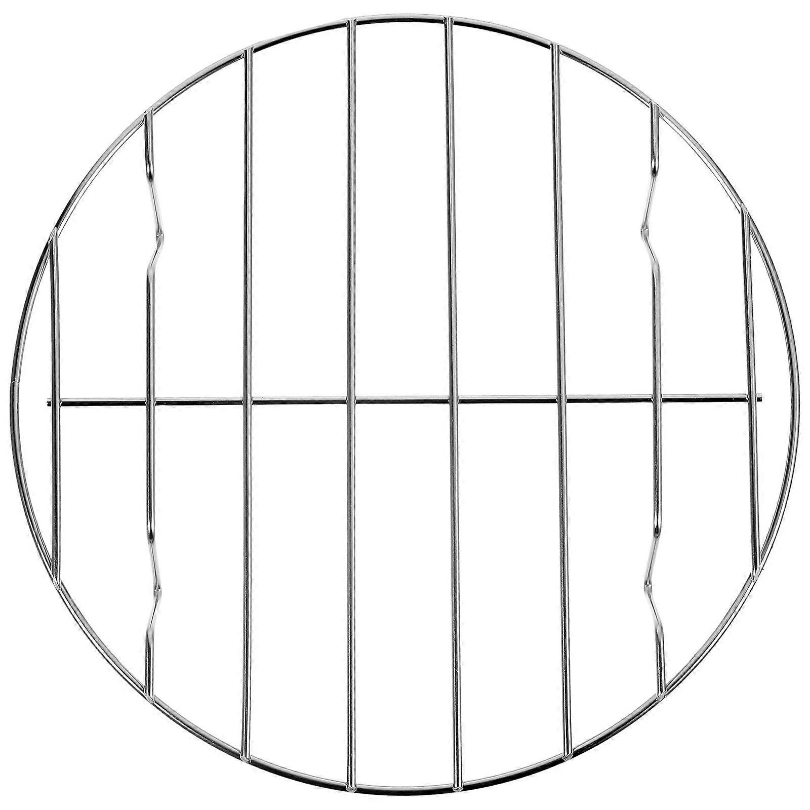 Stainless Steel Meat Net Grilling Rack Round Portable Fish Vegetable Roast Rack Pizza Baking Rack - 20cm (Without Black Baking Tray)