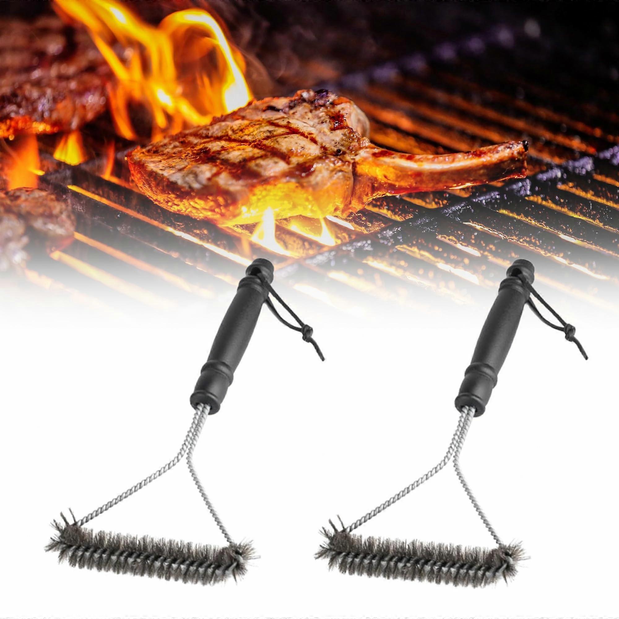 Pack of 2 Brass Grill Brush 30 cm with PP Handle 360° Cleaning for Grill Grate