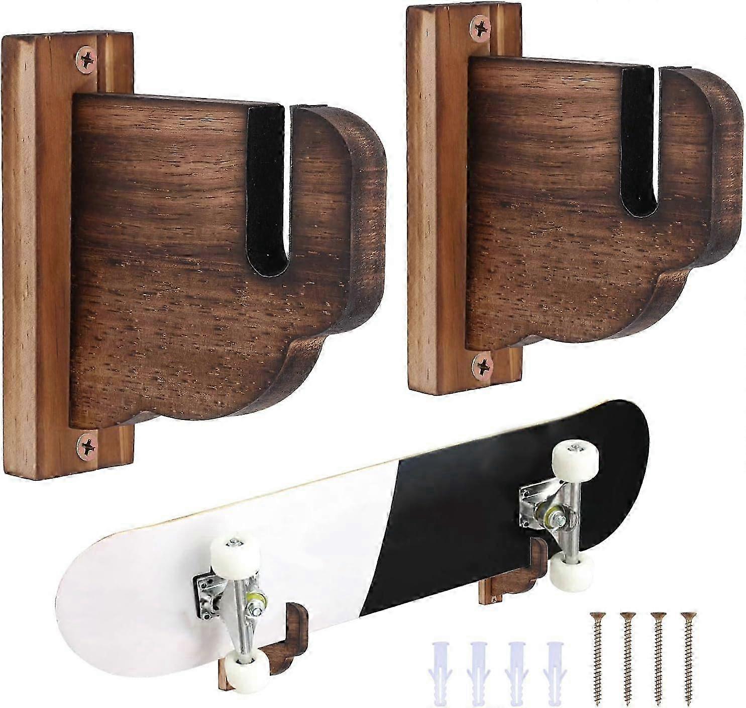 2 Sets Skateboard Display Stands Skateboard Wall Rack Display Wooden Wall Hanging Display Shelf for Skateboard Storage Home Decor 4.92x5.15x1.61 inch