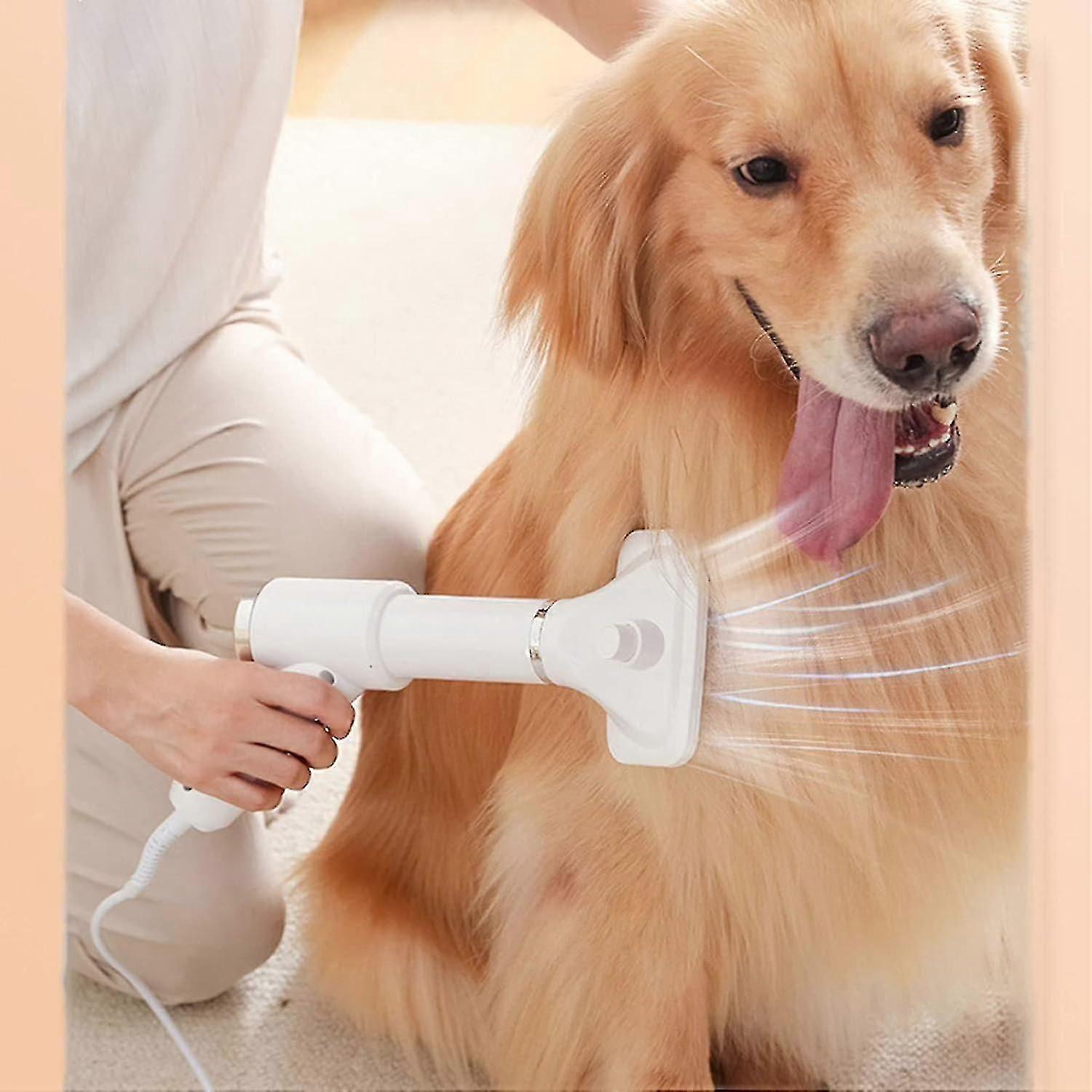 2 en 1 Brosse de sèche-cheveux pour animaux de compagnie Slicker, brosse de sèche-cheveux portable et silencieuse pour animaux de compagnie pour chiens et chats, 3 réglages de chauffage à température réglable