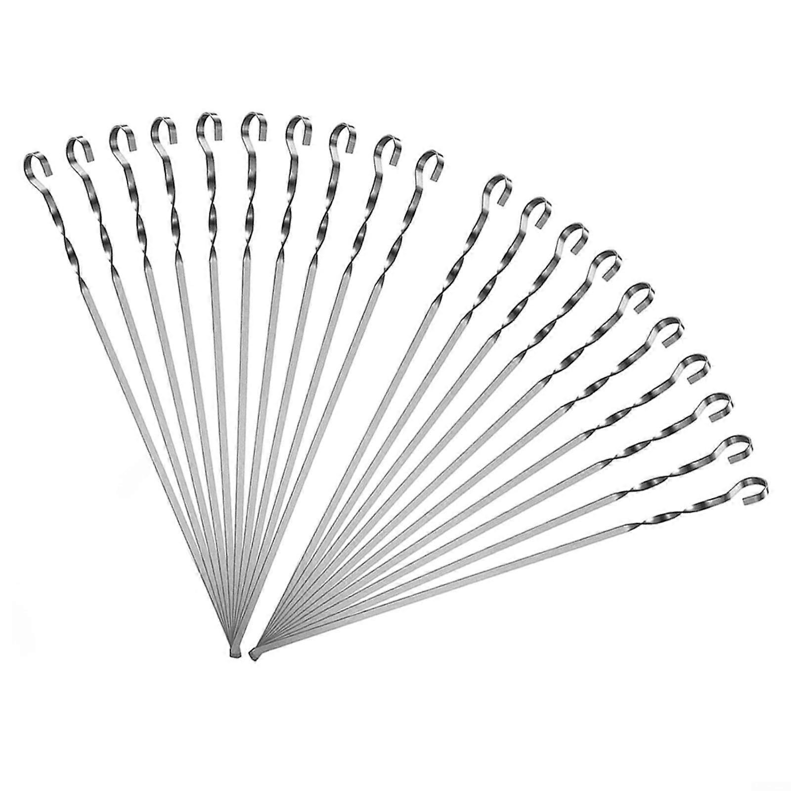12 Stainless Steel Grill Skewers with Flat Blades and Non-Slip Handles, Reusable Shish Kebab Skewers for Grilling and BBQ