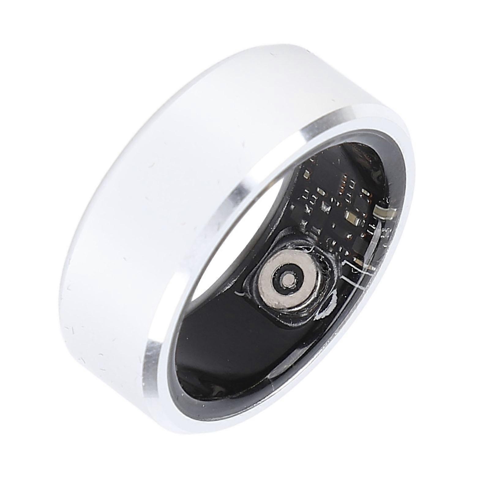 Smart Ring Health Tracker IP68 Water Resistant Bluetooth 5.1 Fitness Tracker Step Count Sleep Ring for Women Men Size 10 Silver