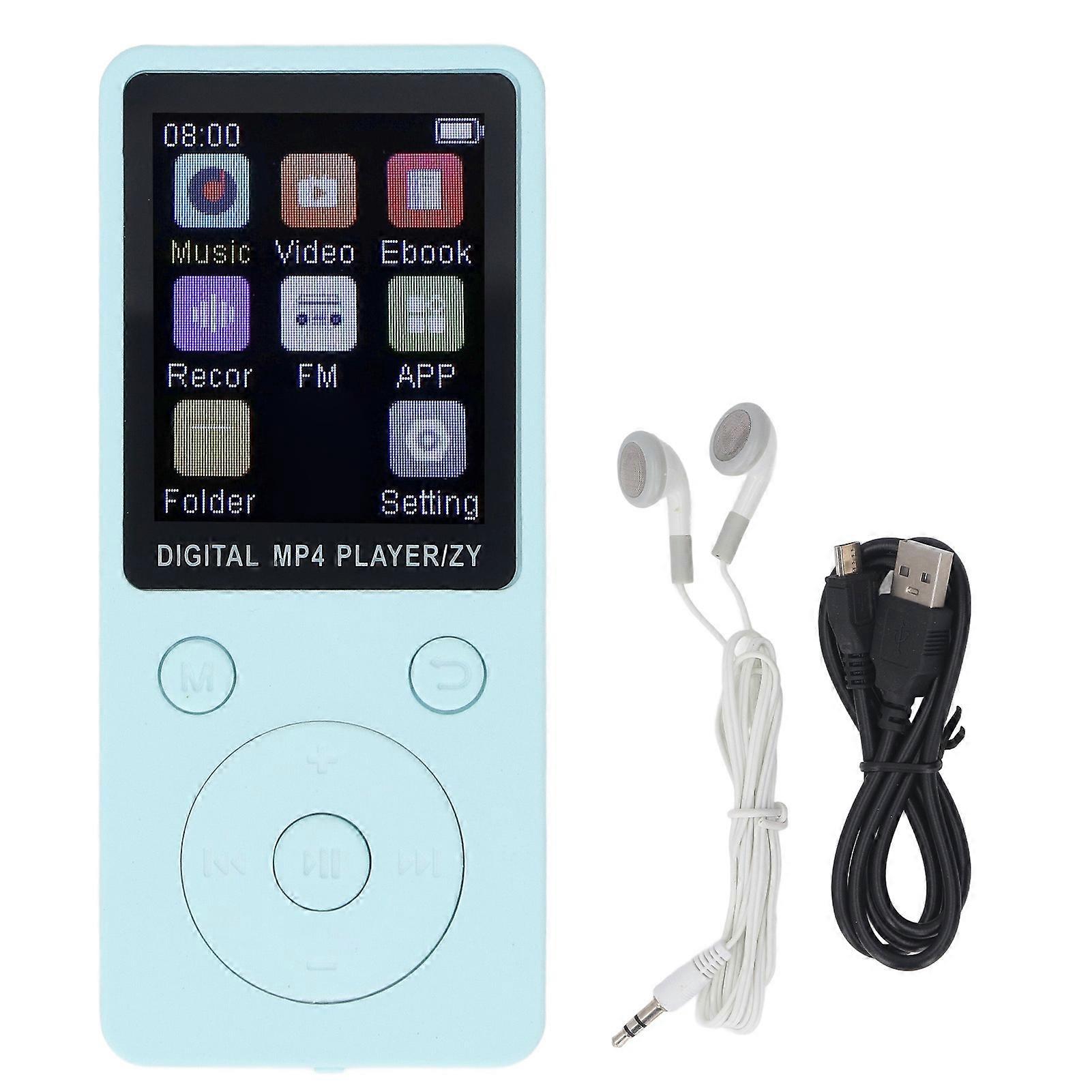 MP3 MP4 Player 1.8 Inch Screen Portable Music Player With BT 5.0 64GB Memory Card External Playback Picture Videos Supports Expanded Up to 128GB Blue