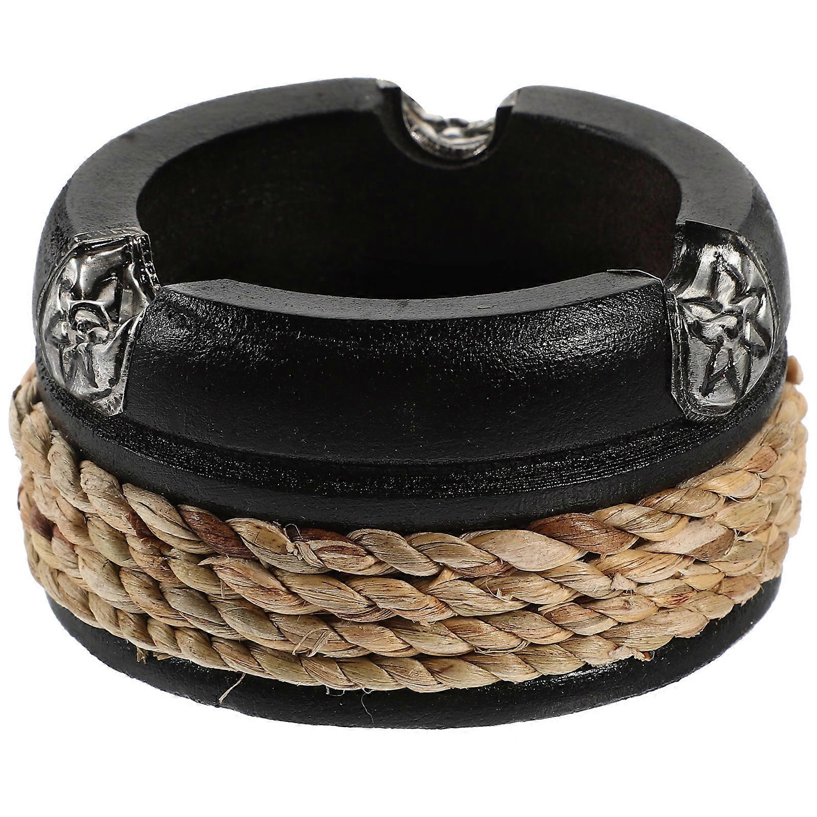 Vintage Black Ashtray Holder Made of Synthetic Material for Home Use with Smooth Surface 1 Pc