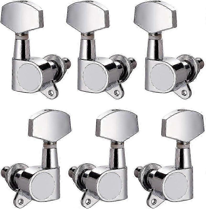 6-Piece Chrome Tuning Pegs for Electric Guitar, 3 Left and 3 Right Machine Heads Suitable for Various Brands