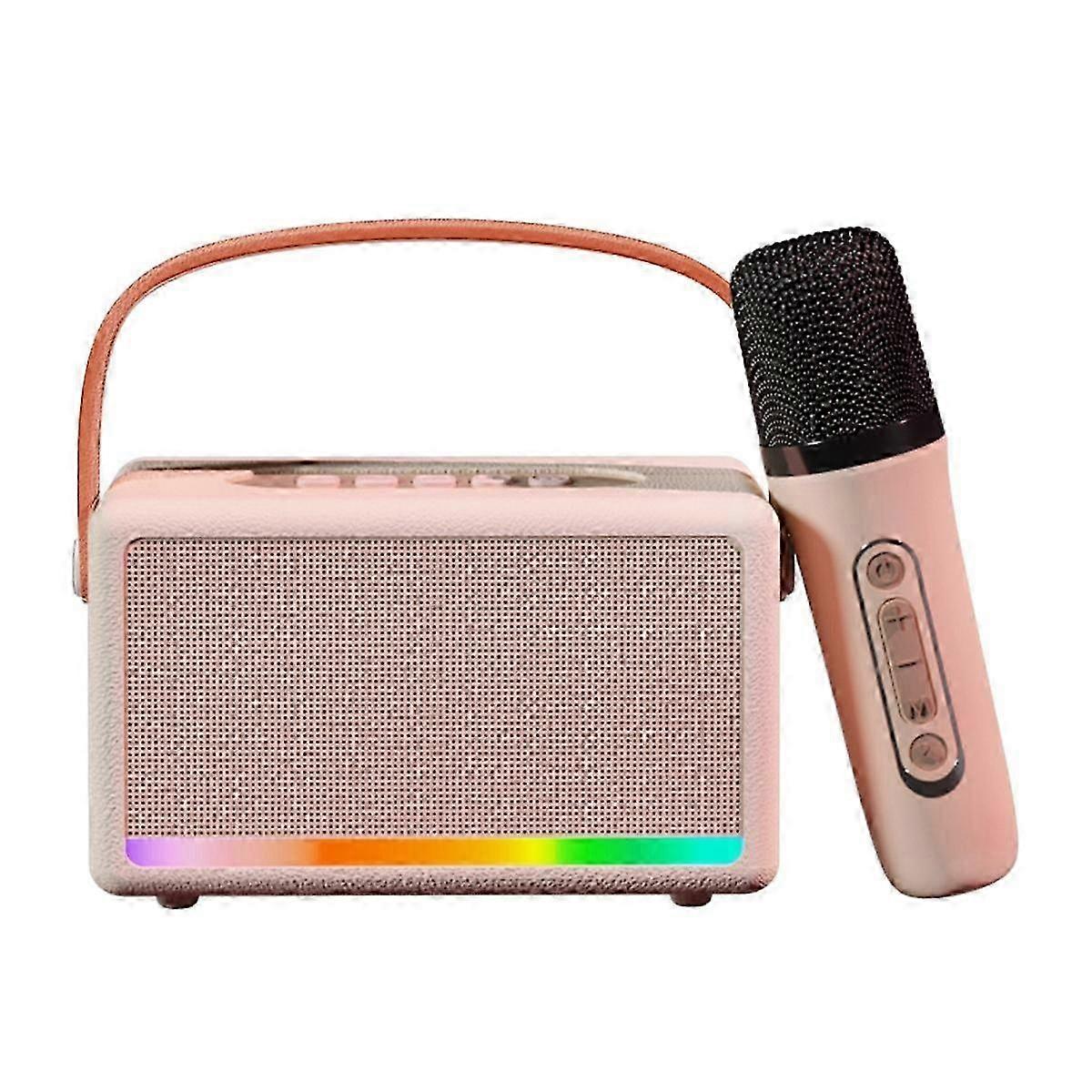 Karaoke Machine for Kids Adults Mini Portable Bluetooth Karaoke Speaker with Wireless Microphone LED Light for Banquet,F