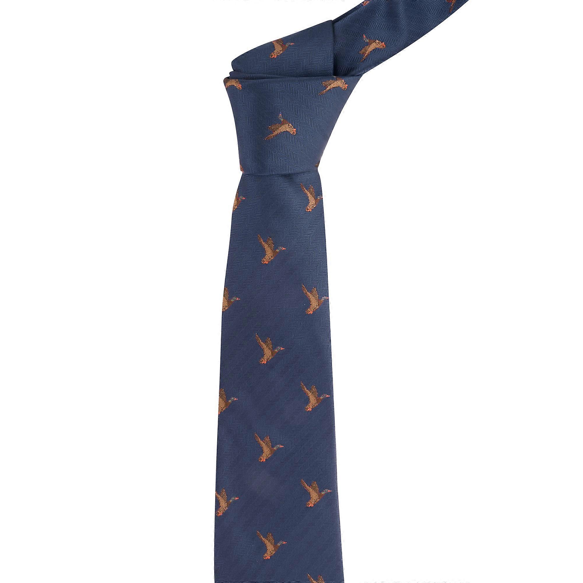 Navy Blue Flying Duck Herringbone Tie