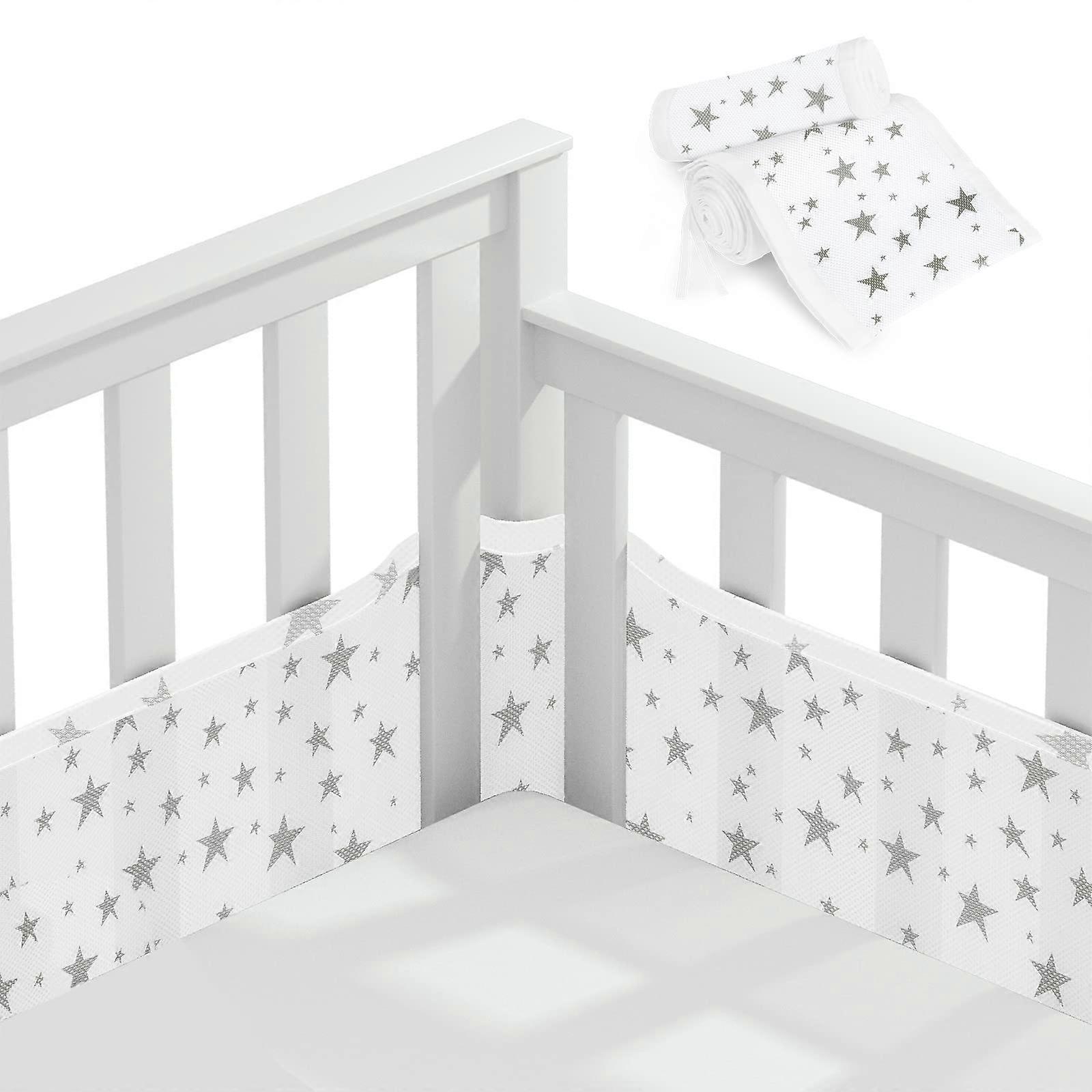 Cot Bumper Baby Cot, Pack of 2, Breathable Padding, Fall Protection, Removable
